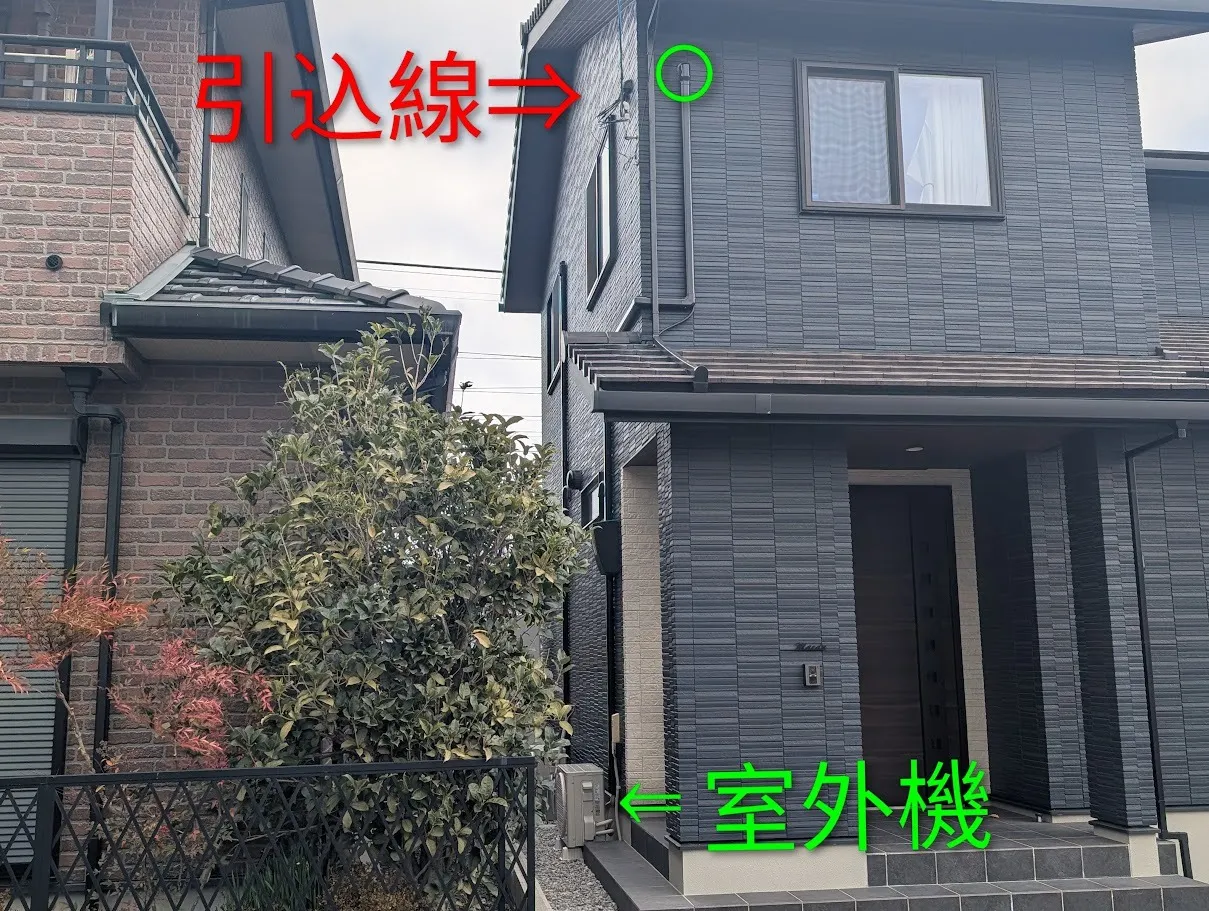 栗東市M様施工事例｜引込線ありレイアウトで高所作業のエアコン取り付け完了！